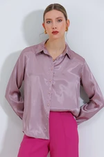 Bigdart Women's Dried Rose Light Flowing Satin Shirt 3964