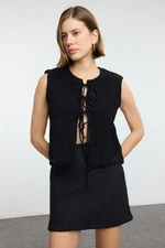 Trendyol Black Soft Textured Ribbon/Bow Detailed Knit Vest