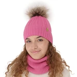 AGBO Girl's winter set: hat and tube scarf black merino wool Mirabel