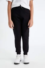 DEFACTO Boy Black Elastic Waist Leg Pocket Jogger School Sweatpants