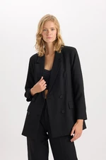 DEFACTO Oversize Wide Pattern Jacket Buttoned Collar Taffeta Basic Plain Blazer Jacket