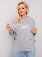 Oversized Gray Cotton Melange Blouse