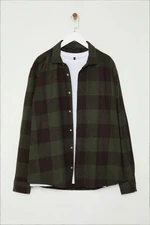 Trendyol Khaki Plaid Lumberjack Winter Woven Plus Size Shirt