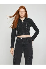 Koton Crop Denim Jacket očko detailné