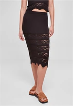 Women's 3/4 crochet knitted skirt black