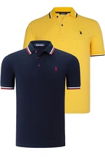 DUAL SET T8594 DEWBERRY MENS T-SHIRT-NAVY BLUE-YELLOW