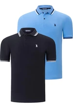 DUAL SET T8594 DEWBERRY MENS T-SHIRT-BLACK-LIGHT BLUE