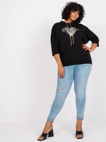 Black oversized blouse with rhinestones Aileen