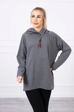 Tunic with zipper on hood Oversize graphite