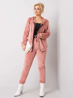 Women's velour plus size set - pink