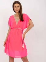 Fluo pink airy dress one size with lining