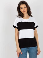 Basic black-and-white striped cotton blouse