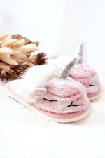 Unicorn Warm-up Slippers White and Pink Ronee