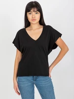 Black women's T-shirt MAYFLIES with V-neck