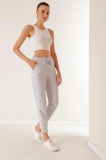 By Saygı 2 Yarn Sweatpants with Pockets, Elastic Waist and Legs.