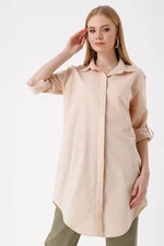 Bigdart 5885 Long Linen Shirt - Beige