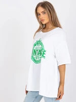 White and green oversize T-shirt with application