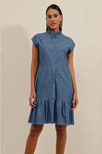 Bigdart 2373 Zero Sleeve Denim Dress - Navy Blue