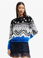 Black and White Women Patterned Sweater Desigual Colorado - Women