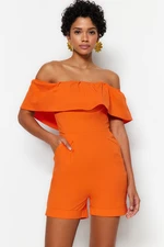 Trendyol Limited Edition Orange Carmen Collar Mini Jumpsuit