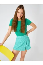 Koton Checkered Skirt, Shorts, Button Detailed, Pocket.