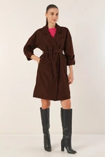 Bigdart 9104 Double Breasted Collar Lined Trench Coat - Brown