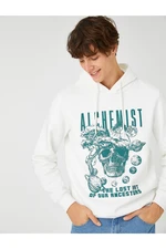 Koton Hooded Sweatshirt Raised Skull Printed