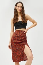 Koton Floral Midi Skirt with Slit Detailed Draping.