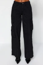 Trendyol Black High Waist Wide Leg Jeans with Cargo Pocket