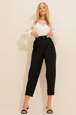 Trend Alaçatı Stili Women's Black High Waist Carrot Pants