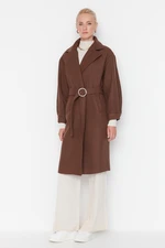 Trendyol Belted Brown Long Wool Cachet Coat