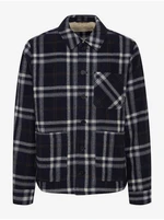 Dark Blue Shirt Plaid Jacket Blend - Men