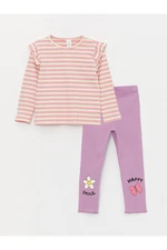 LC Waikiki Crew Neck Long Sleeved Baby Girl's T-Shirt And Leggings 2-Piece Set