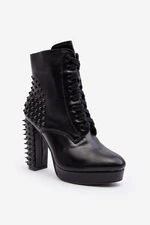 Women's studded ankle boots, black Alemilla