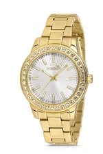 Polo Air Stone Detailed Women's Wristwatch Gold Color