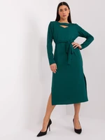 Dark Green Ribbed Cocktail Dress