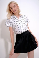 Trend Alaçatı Stili Women's White Watermelon Sleeve Polka Dot Woven Shirt