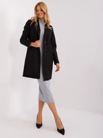 Black coat with buttons and pockets