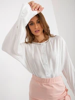 Ecru loose formal blouse with button fastening