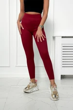 Striped leggings trousers burgundy color