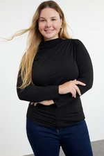 Trendyol Curve Black Sandy Knitted Plus Size Blouse