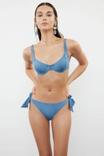 Trendyol Blue Tie-Up Brazilian Bikini Bottom