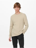 Beige men's basic sweater ONLY & SONS Panter - Men