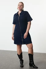 Trendyol Curve Dark Blue Comfort Denim Plus Size Dress