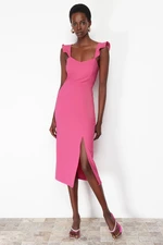 Trendyol Fuchsia Flounce Fitted Woven Dress