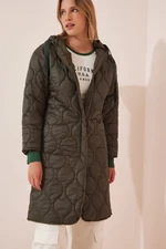 Happiness İstanbul Women's Khaki Hooded Quilted Coat