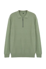 Trendyol Light Green Slim Crew Neck Textured Knitwear Sweater