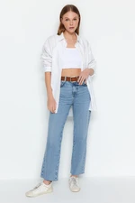 Trendyol Light Blue High Waist Straight Jean