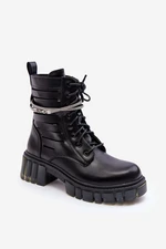 Fashionable working class shoes with chain black Solesso