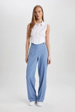 DEFACTO Wide Leg Wide Leg High Waist Standard Length Basic Plain Classic Trousers